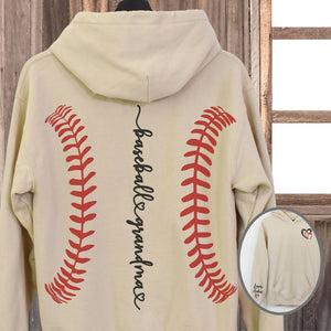 Grandma Baseball Sweatshirt With Kid Name Custom Baseball Long Sleeve Print Hoodie Personalized Grammy Shirt Minimalist Mothers Day Gift