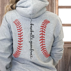 Grandma Baseball Sweatshirt With Kid Name Custom Baseball Long Sleeve Print Hoodie Personalized Grammy Shirt Minimalist Mothers Day Gift