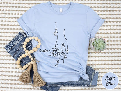 Custom Mom Shirt From Children, Personalized Mom & Kids Hands Shirt, Family With Kids Names, Mothers Day Gift From Kids, Mom Kids Hands Tee