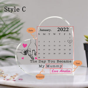 Personalised Day You Became My Mummy Date Acrylic Plaque, Gift from Kids, Mother Birthday Gift, New Baby Gift for Mom