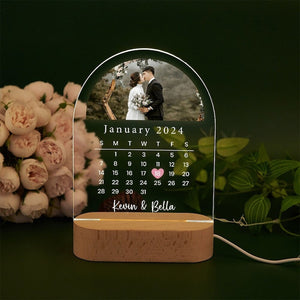 Calendar Date LED Lamp with Photo,Night light for Couples,Engagement,Anniversary Gift,Custom Wedding Decor Gift,Keepsake Gift,Birthday Gift