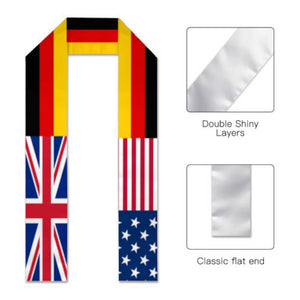 Custom Personalisable 3 Nation/Country Flag Graduation Stoles/Sash - Graduation Gift, Birthday Gift