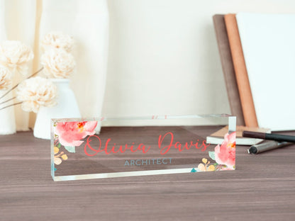 Name Plate for Desk, Custom Desk Plaque, Acrylic Desk Name Plate for Women, Professional Gift for Boss, Promotion Gift, New Job Gift