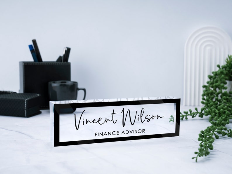 Name Plate for Desk, Custom Desk Plaque, Acrylic Desk Name Plate for Women, Professional Gift for Boss, Promotion Gift, New Job Gift