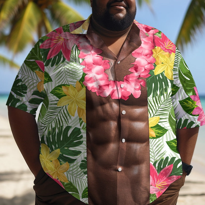 Funny Abs Hawaiian Shirt: Tropical Aloha Beach Shirt