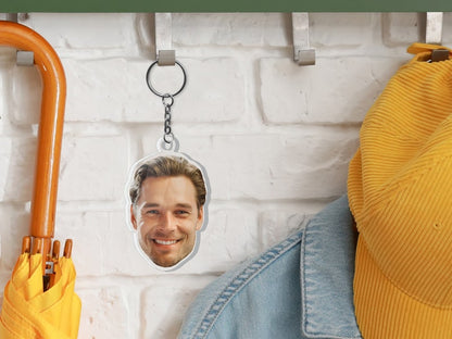 Fathers Day Gift, Personalized Baby Face Keychain, Photo Face Cutout Keychain, Baby Boy Girl Face on Keychain, Gift for Mom, New Dad Gift