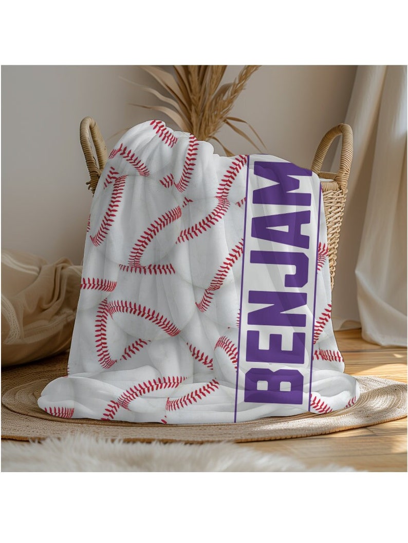 Custom Baseball Blanket, Personalized Kids Blanket, Sports Blanket, Custom Gift, Plush Blanket, Soft Cozy Throw, Personalized Baseball