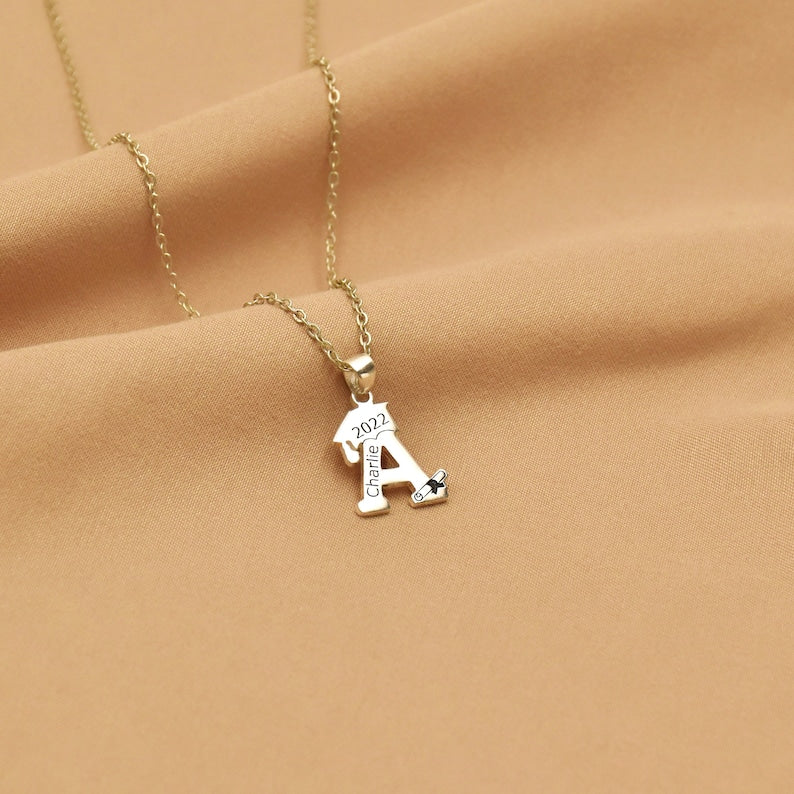 Personalized Graduation Name Necklace, 2026 Bachelor Cap Necklace, Name Necklace, 2026 Class College Necklace, Graduation Gift, Gift for Her