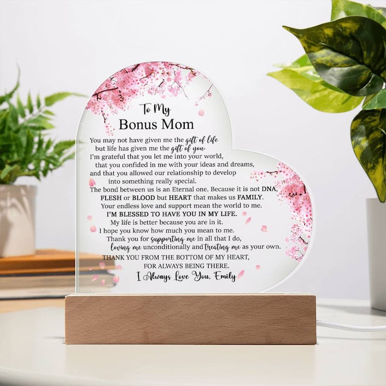 Personalized Plaque For Bonus Mom, Mom Birthday Gift From Daughter, Sentimental Gift For Bonus Mom, To My Second Mom Gift, Mom And Daughter
