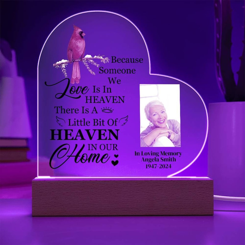Personalized Memorial Gifts, Clear Acrylic Desktop Display, Loss Of Loved One, Sympathy In Memory, Remember Photo Gift, Forever In My Heart