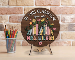 Personalized 3D Teacher Door Hanger, Teacher Appreciation Gifts, Custom Teacher Name Sign Plate for Desk, Teacher Gift, Teacher Welcome Sign