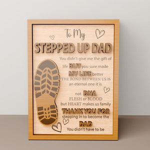 Personalized Happy Fathers Day Custom Step dad Sign Dad Gift from Son Daughter Stepped Up Sign