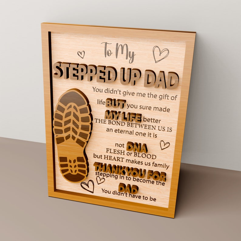 Personalized Happy Fathers Day Custom Step dad Sign Dad Gift from Son Daughter Stepped Up Sign
