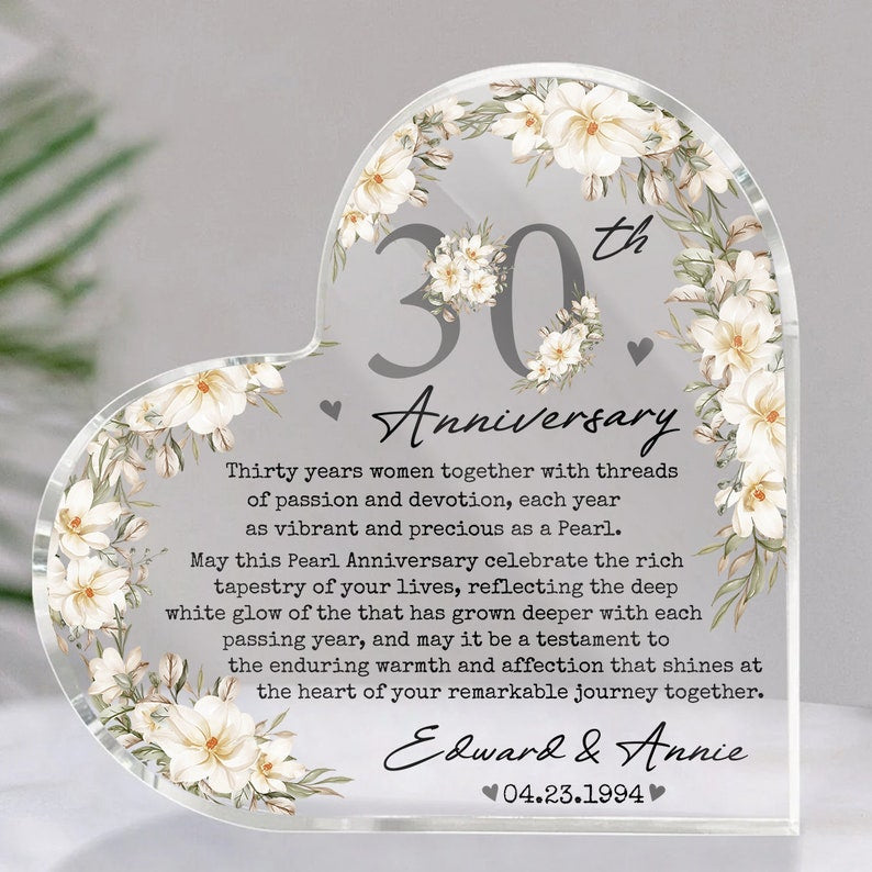 Personalized 30th Wedding Anniversary Gift Acrylic Plaque, 30th Wedding Gift For Parents, Anniversary Gift, Husband Gift, Wedding Keepsake