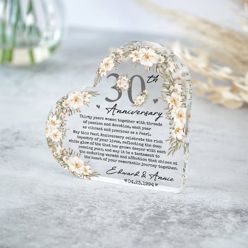 Personalized 30th Wedding Anniversary Gift Acrylic Plaque, 30th Wedding Gift For Parents, Anniversary Gift, Husband Gift, Wedding Keepsake