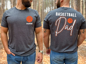 Custom Basketball Dad Shirt, Dad Basketball Two Sided Shirt, Sports Dad Shirt for Him, Father Basketball Gift from Kid, Basketball Shirt
