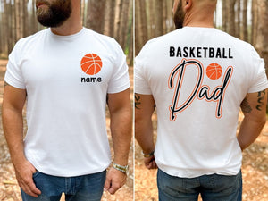Custom Basketball Dad Shirt, Dad Basketball Two Sided Shirt, Sports Dad Shirt for Him, Father Basketball Gift from Kid, Basketball Shirt