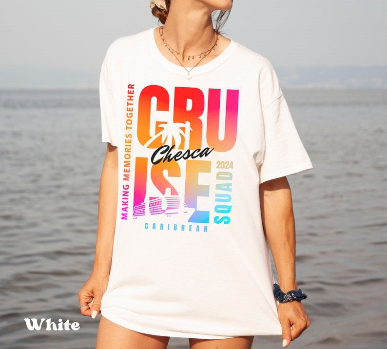 Personalized Cruise Squad 2024 Shirt Caribbean Cruise Matching Shirts Family Cruise Crew Custom Name Tshirts Group Dad Mom Kids Bodysuit