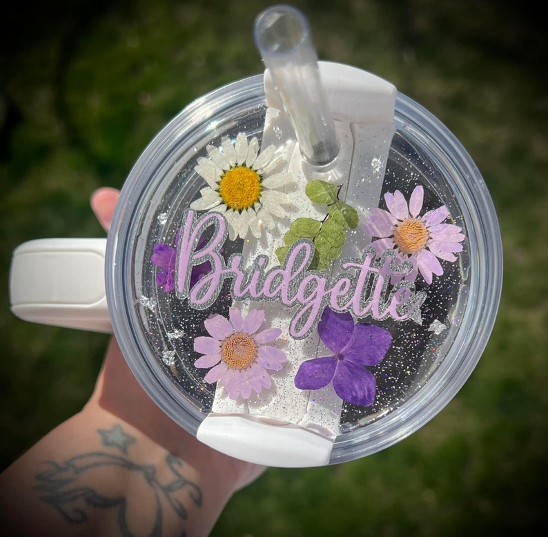 Dried flowers Stanley Name Plate, Personalized Stanley Plate, 30 oz 40oz Stanley topper, Personalized Stanley, 30oz 40oz quencher name plate