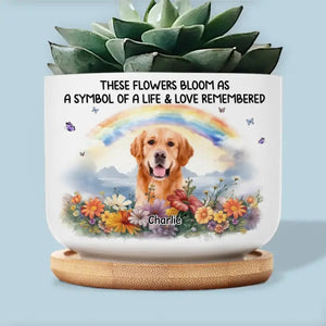 Custom Photo A Piece Of My Heart Is At The Rainbow Bridge Pot, Personalized Memorial Ceramic Pot,Sympathy Gift,Pet Owners Gift, Pet Memorial