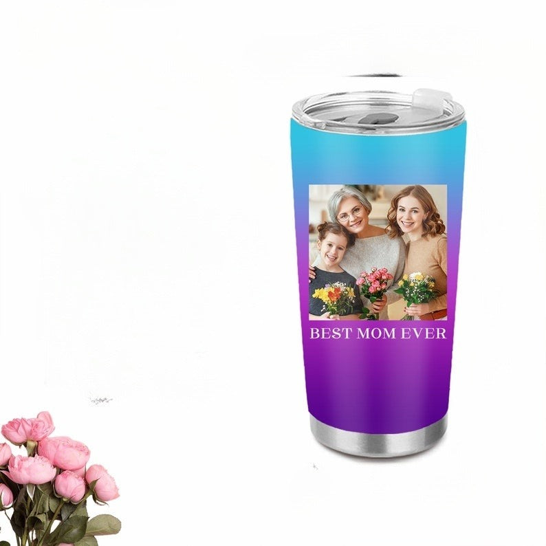 Custom photo tumbler, Personalized Photo Collage Tumbler with text,Father's Day Gift for Him,Family Memories