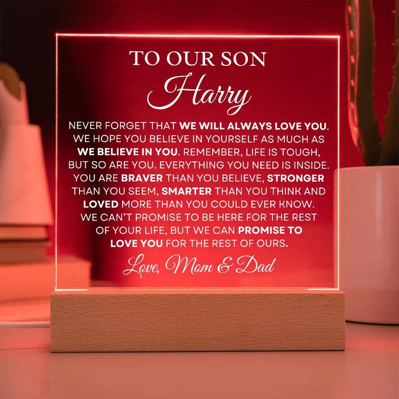 Our Son Gift - We Will Always Love You Personalized Custom Acrylic Square Plaque, Sentimental Gift, Heartfelt Gift, Keepsake Gift