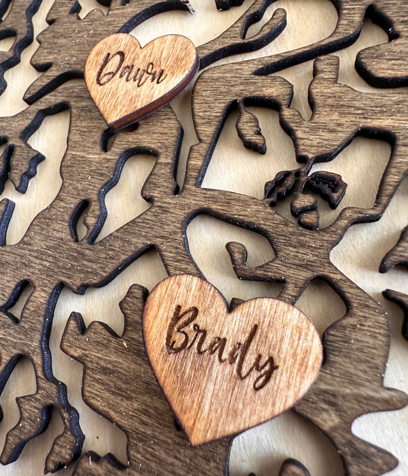 Personalized Family Tree Sign: Rustic Wood Wall Decor, Custom Names
