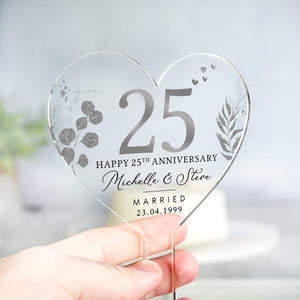 Personalised 25th Anniversary Cake Topper, Silver Anniversary Cake Topper, Wedding Cake Topper, 25th Anniversary Gifts, Cake Decorations