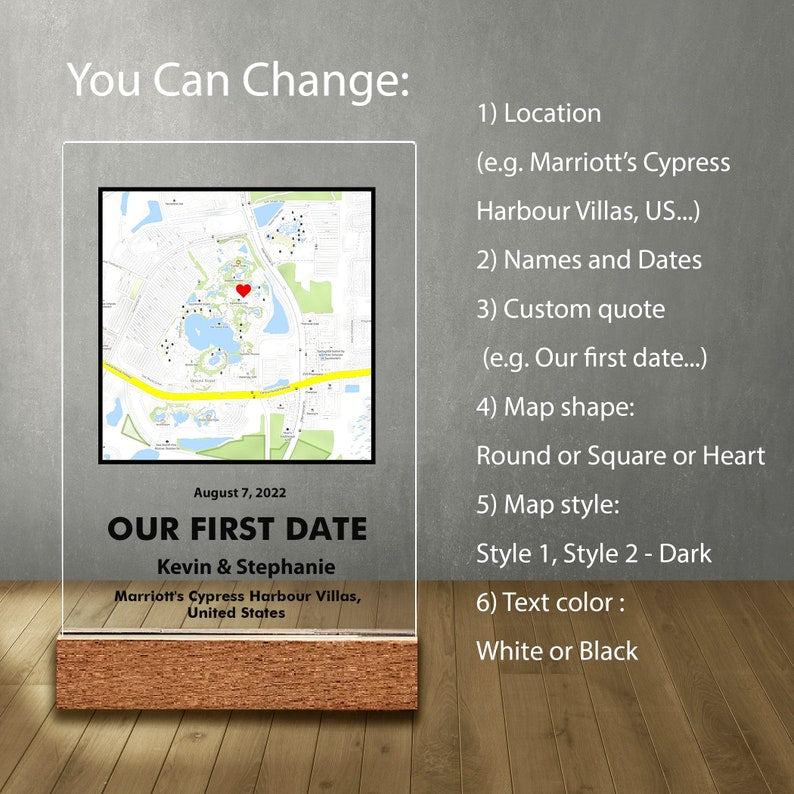 Where We First Met map, anniversary gift for him, Map Our First Date plaque, Wife anniversary, first date Girlfriend gift,where it all began