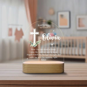 Night Light With Prayer Cross Flower, Custom Baby Night Light, Baptism Gift, Baptism Night Lamp For Kids, Christening Gift, Dedicated Gift