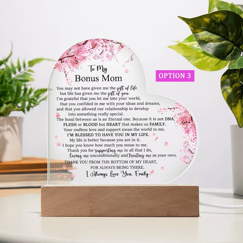 Personalized Plaque For Bonus Mom, Mom Birthday Gift From Daughter, Sentimental Gift For Bonus Mom, To My Second Mom Gift, Mom And Daughter