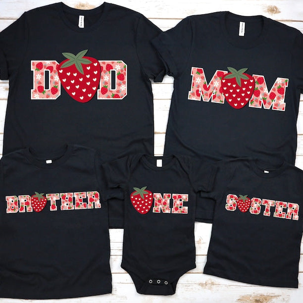 Berry First Birthday Matching Family Shirts: Strawberry Theme Party