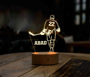 Personalized Hockey Player LED Night Light, Sports Gift for Him, Teenagers Night Lights, Gift for Boyfriend, 12-year-old boy Gift
