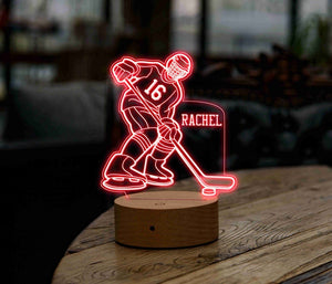 Personalized Hockey Player LED Night Light, Sports Gift for Him, Teenagers Night Lights, Gift for Boyfriend, 12-year-old boy Gift
