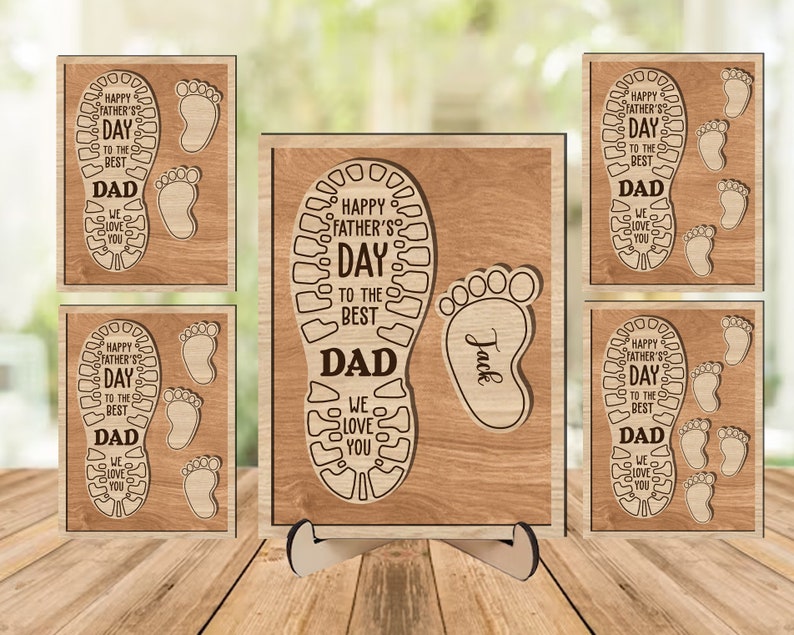 Best Dad Ever Wodden Frame, Dad's Foot and Kids, Father's day, gift from Kids Grandpa Gift For Dad