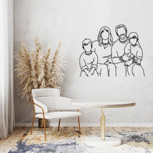 Custom Family Portrait Metal Wall Art, Personalized Family Artwork Metal Line Art, Custom One Line Drawing Art, Couples Portrait Wall Decor