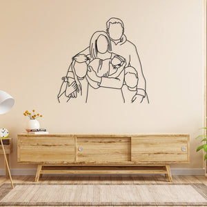 Custom Family Portrait Metal Wall Art, Personalized Family Artwork Metal Line Art, Custom One Line Drawing Art, Couples Portrait Wall Decor