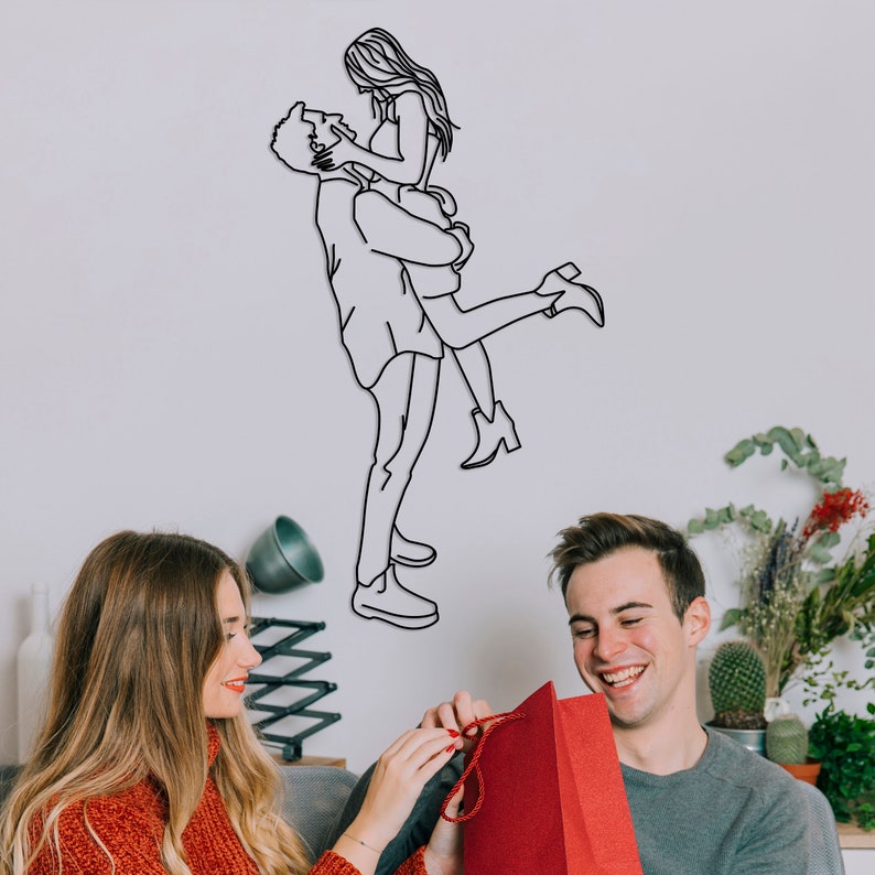 Custom Family Portrait Metal Wall Art, Personalized Family Artwork Metal Line Art, Custom One Line Drawing Art, Couples Portrait Wall Decor