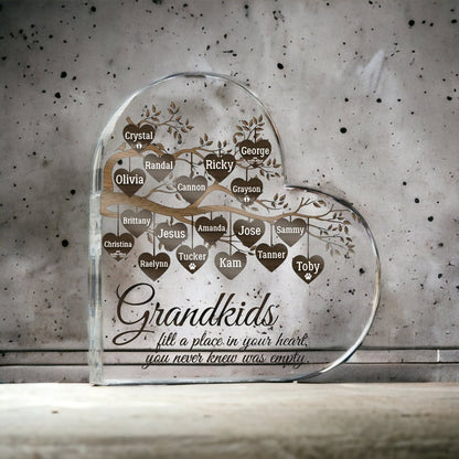 Personalized Acrylic Family Tree Plaque, Heart-Shaped Mother's Day Gift