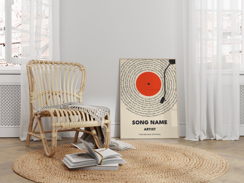 Custom Song Lyrics Print, Personalized Music Canvas, Customizable Music Gift, Vinyl Lyric Canvas, Wedding Anniversary Gift