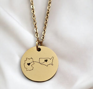 Personalised Country Necklace Two Home Necklace Valentine's Gift Personalised Necklace Gift Country Map Gift Personalised Jewellery