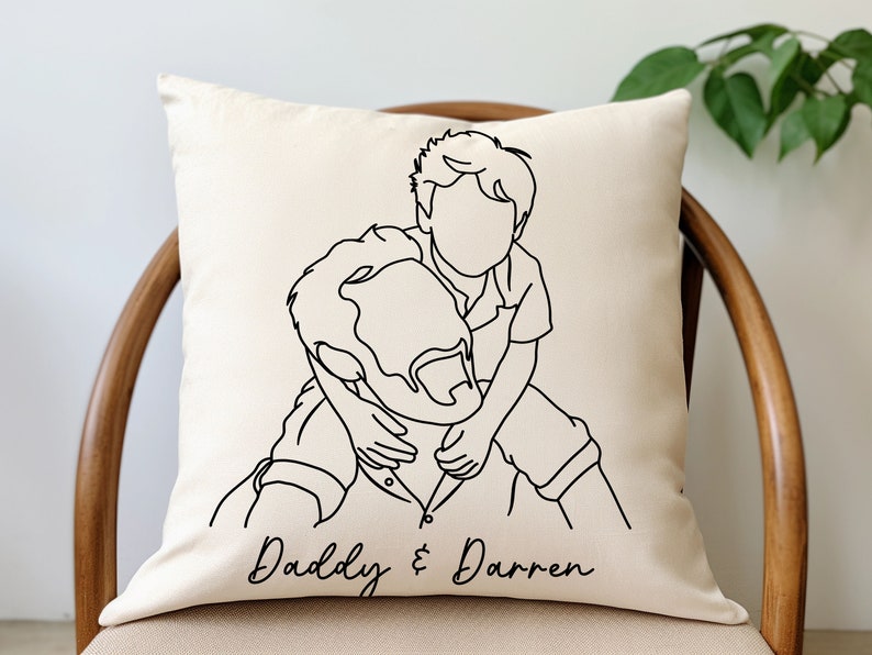 Custom Line Art Pillow: Personalized Family Portrait Pillowcase