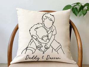 Custom Line Art Pillow: Personalized Family Portrait Pillowcase