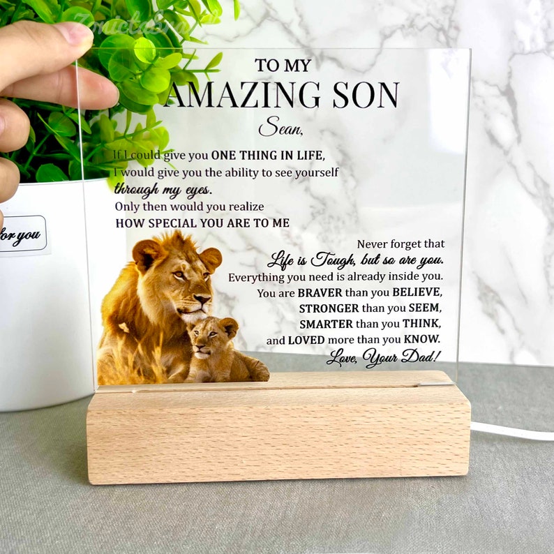 To My Amazing Son Acrylic Plaque Gift from Dad/Mom, Special Gift for Son from Father or Mother, Son Birthday, Graduation Gift for Son