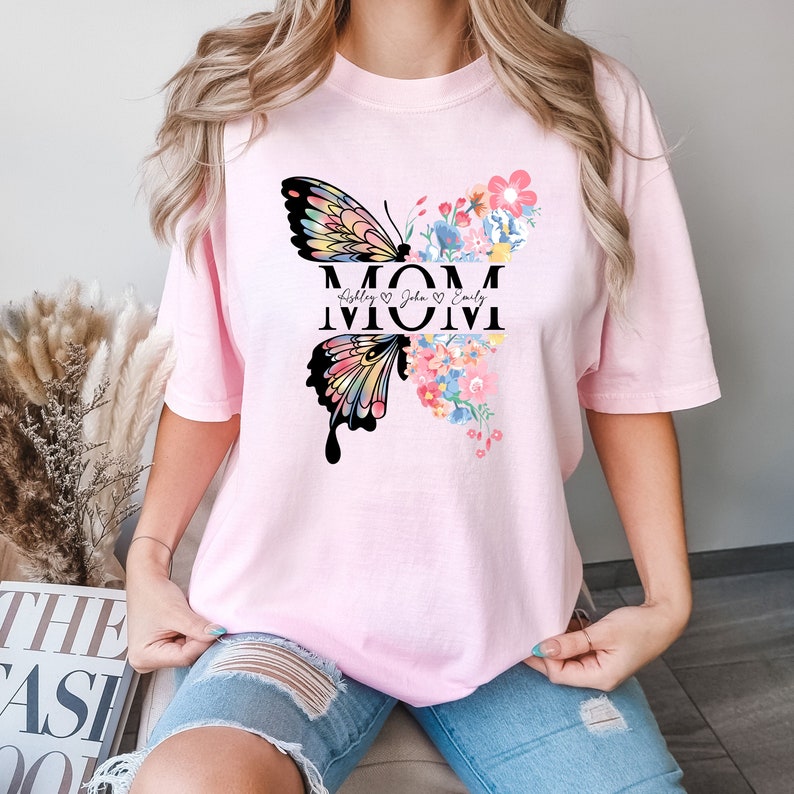 Custom Mom Shirt, Flower Lover Mama Shirt, Nature Lover Mom Tee, Mothers Day Gift, Gift For Mom, Mama Shirt With Kids Names