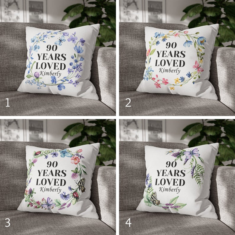 90 Year Old Birthday Gifts Custom Pillow Cover Personalized Grandma Day Gift Lumbar Pillow Custom Mom Gift For 90th Birthday Pillow Gift Mom
