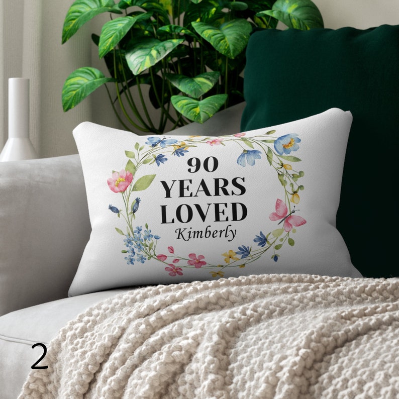 90 Year Old Birthday Gifts Custom Pillow Cover Personalized Grandma Day Gift Lumbar Pillow Custom Mom Gift For 90th Birthday Pillow Gift Mom