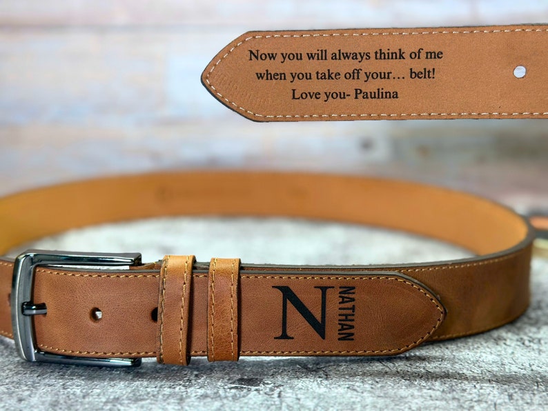 Engraved Leather Belt, Custom Handmade Belt, Anniversary Gift, Groomsmen Gift, Gift for Boyfriend, Best Man Gift, Father's Day Gift