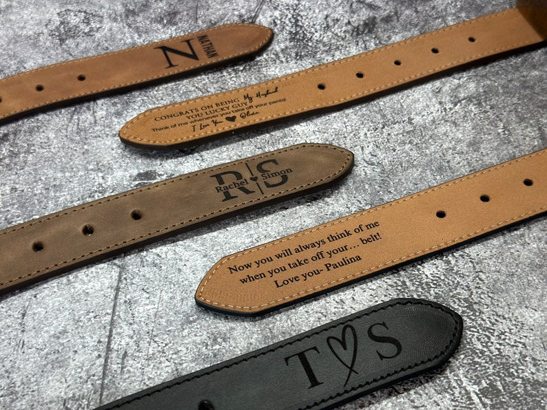 Engraved Leather Belt, Custom Handmade Belt, Anniversary Gift, Groomsmen Gift, Gift for Boyfriend, Best Man Gift, Father's Day Gift