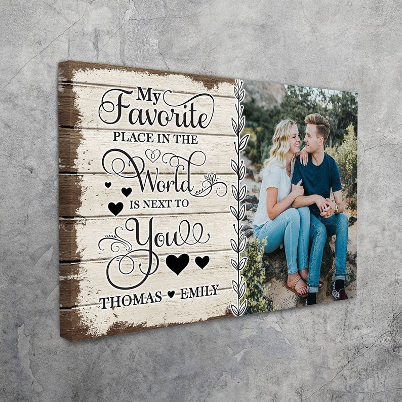 My Favorite Place Personalized Couple Canvas, Custom Couple Wall Art, Wedding Gift, Anniversary Hanging, Custom Couple Gift